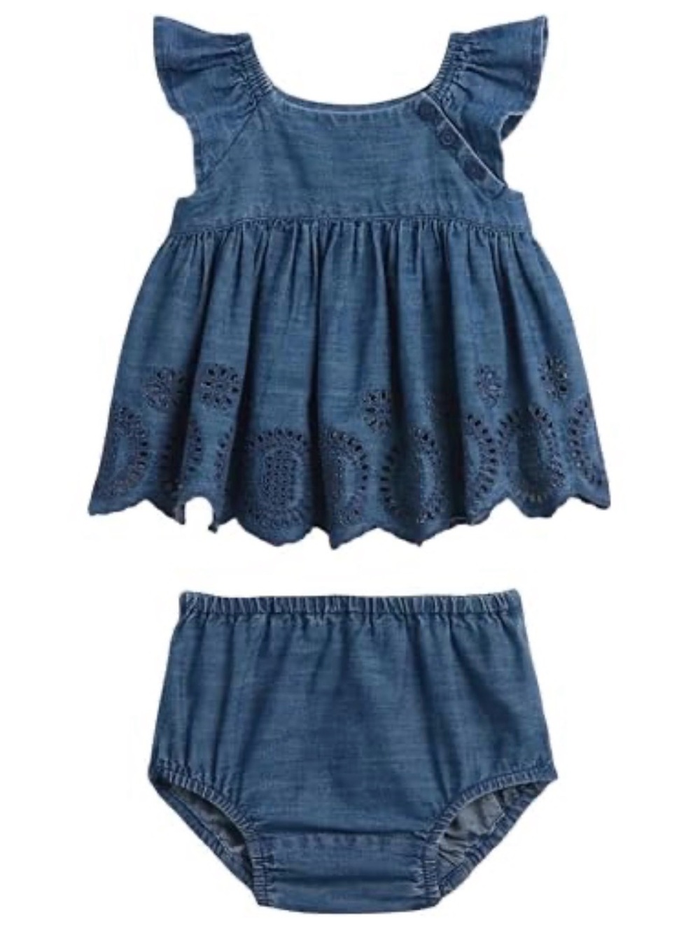 GAP Denim Blue Eyelet set size 3-6 months